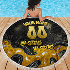 Personalised Western Australia Oztag Swan Beach Blanket Black Gold Graffiti Aboriginal Dot Pattern