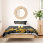 Personalised Western Australia Oztag Swan Bedding Set Black Gold Graffiti Aboriginal Dot Pattern