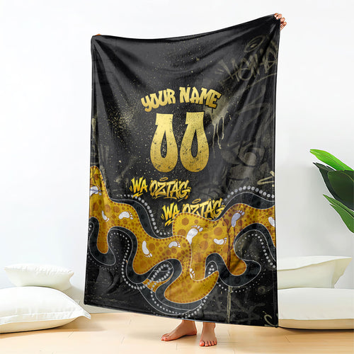 Personalised Western Australia Oztag Swan Blanket Black Gold Graffiti Aboriginal Dot Pattern