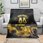 Personalised Western Australia Oztag Swan Blanket Black Gold Graffiti Aboriginal Dot Pattern