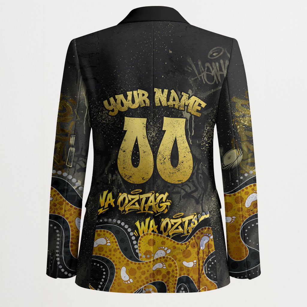 Personalised Western Australia Oztag Swan Blazer Black Gold Graffiti Aboriginal Dot Pattern