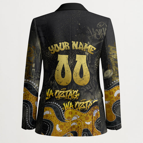 Personalised Western Australia Oztag Swan Blazer Black Gold Graffiti Aboriginal Dot Pattern