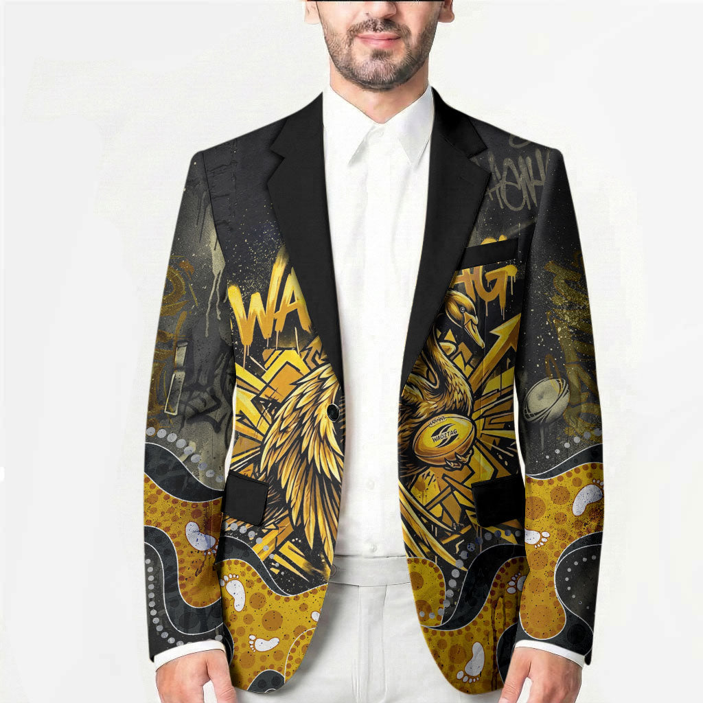 Personalised Western Australia Oztag Swan Blazer Black Gold Graffiti Aboriginal Dot Pattern