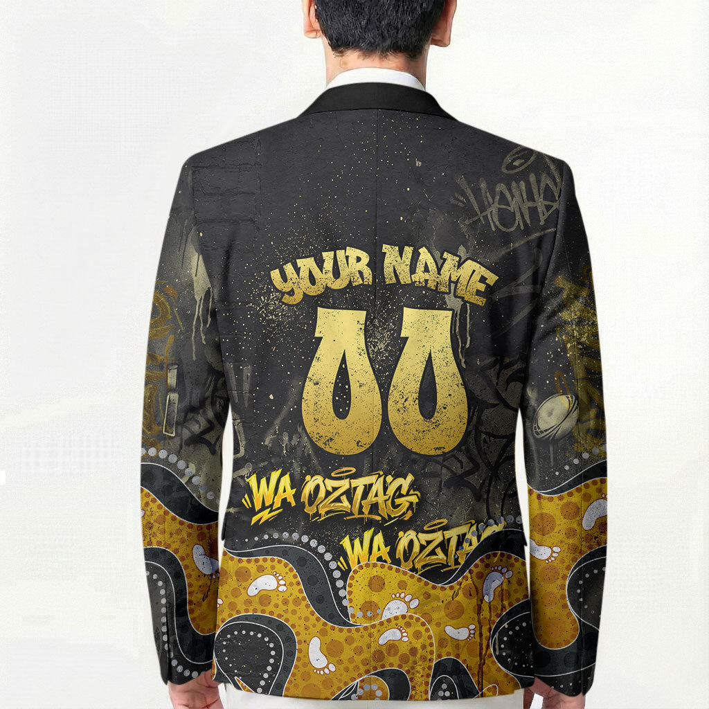 Personalised Western Australia Oztag Swan Blazer Black Gold Graffiti Aboriginal Dot Pattern