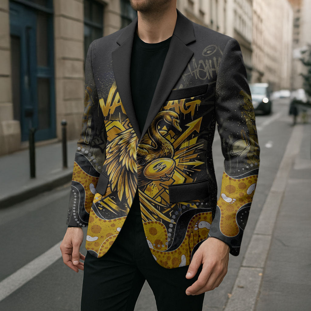 Personalised Western Australia Oztag Swan Blazer Black Gold Graffiti Aboriginal Dot Pattern