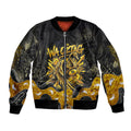 Personalised Western Australia Oztag Swan Bomber Jacket Black Gold Graffiti Aboriginal Dot Pattern
