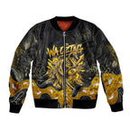 Personalised Western Australia Oztag Swan Bomber Jacket Black Gold Graffiti Aboriginal Dot Pattern