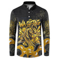 Personalised Western Australia Oztag Swan Button Sweatshirt Black Gold Graffiti Aboriginal Dot Pattern