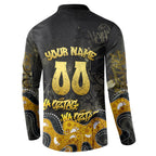 Personalised Western Australia Oztag Swan Button Sweatshirt Black Gold Graffiti Aboriginal Dot Pattern