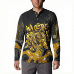 Personalised Western Australia Oztag Swan Button Sweatshirt Black Gold Graffiti Aboriginal Dot Pattern