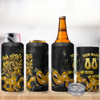 Personalised Western Australia Oztag Swan 4 in 1 Can Cooler Tumbler Black Gold Graffiti Aboriginal Dot Pattern