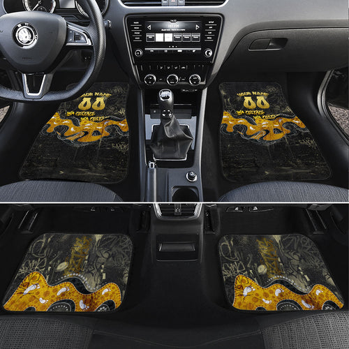 Personalised Western Australia Oztag Swan Car Mats Black Gold Graffiti Aboriginal Dot Pattern