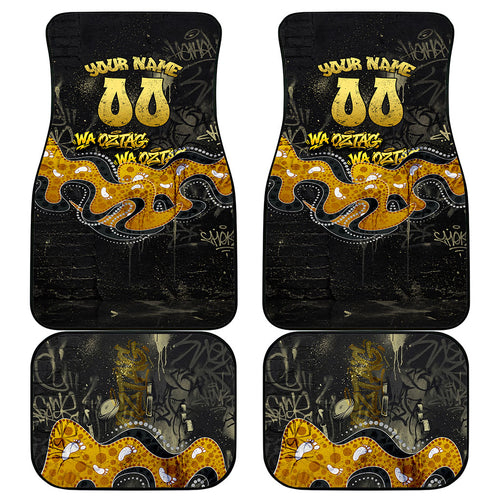 Personalised Western Australia Oztag Swan Car Mats Black Gold Graffiti Aboriginal Dot Pattern