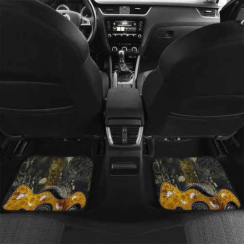 Personalised Western Australia Oztag Swan Car Mats Black Gold Graffiti Aboriginal Dot Pattern