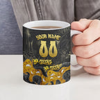 Personalised Western Australia Oztag Swan Ceramic Mug Black Gold Graffiti Aboriginal Dot Pattern