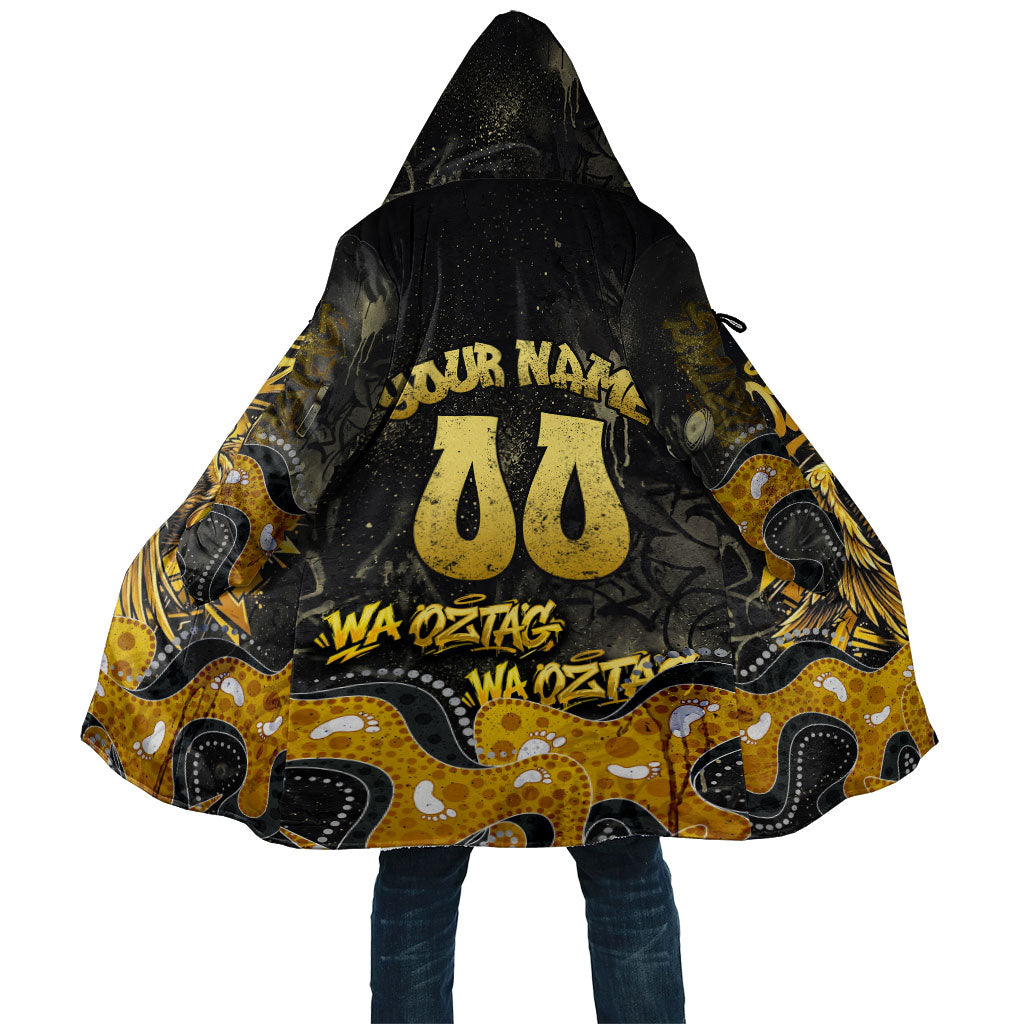 Personalised Western Australia Oztag Swan Cloak Black Gold Graffiti Aboriginal Dot Pattern