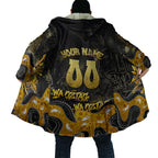 Personalised Western Australia Oztag Swan Cloak Black Gold Graffiti Aboriginal Dot Pattern
