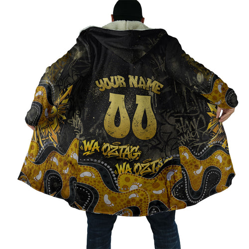 Personalised Western Australia Oztag Swan Cloak Black Gold Graffiti Aboriginal Dot Pattern