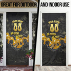 Personalised Western Australia Oztag Swan Door Cover Black Gold Graffiti Aboriginal Dot Pattern
