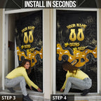 Personalised Western Australia Oztag Swan Door Cover Black Gold Graffiti Aboriginal Dot Pattern