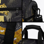 Personalised Western Australia Oztag Swan Duffle Bag Black Gold Graffiti Aboriginal Dot Pattern