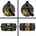 Personalised Western Australia Oztag Swan Duffle Bag Black Gold Graffiti Aboriginal Dot Pattern