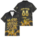 Personalised Western Australia Oztag Swan Family Matching Tank Maxi Dress and Hawaiian Shirt Black Gold Graffiti Aboriginal Dot Pattern
