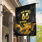Personalised Western Australia Oztag Swan Garden Flag Black Gold Graffiti Aboriginal Dot Pattern