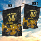 Personalised Western Australia Oztag Swan Garden Flag Black Gold Graffiti Aboriginal Dot Pattern