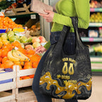 Personalised Western Australia Oztag Swan Grocery Bag Black Gold Graffiti Aboriginal Dot Pattern