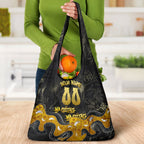 Personalised Western Australia Oztag Swan Grocery Bag Black Gold Graffiti Aboriginal Dot Pattern
