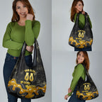 Personalised Western Australia Oztag Swan Grocery Bag Black Gold Graffiti Aboriginal Dot Pattern