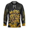Personalised Western Australia Oztag Swan Hockey Jersey Black Gold Graffiti Aboriginal Dot Pattern
