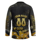 Personalised Western Australia Oztag Swan Hockey Jersey Black Gold Graffiti Aboriginal Dot Pattern
