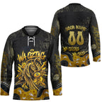 Personalised Western Australia Oztag Swan Hockey Jersey Black Gold Graffiti Aboriginal Dot Pattern