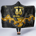 Personalised Western Australia Oztag Swan Hooded Blanket Black Gold Graffiti Aboriginal Dot Pattern
