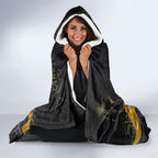 Personalised Western Australia Oztag Swan Hooded Blanket Black Gold Graffiti Aboriginal Dot Pattern