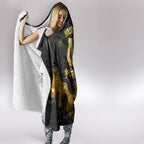 Personalised Western Australia Oztag Swan Hooded Blanket Black Gold Graffiti Aboriginal Dot Pattern