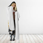 Personalised Western Australia Oztag Swan Hooded Blanket Black Gold Graffiti Aboriginal Dot Pattern