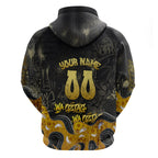 Personalised Western Australia Oztag Swan Hoodie Black Gold Graffiti Aboriginal Dot Pattern