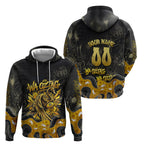Personalised Western Australia Oztag Swan Hoodie Black Gold Graffiti Aboriginal Dot Pattern