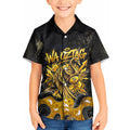 Personalised Western Australia Oztag Swan Kid Hawaiian Shirt Black Gold Graffiti Aboriginal Dot Pattern