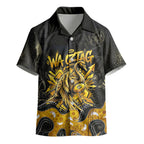 Personalised Western Australia Oztag Swan Kid Hawaiian Shirt Black Gold Graffiti Aboriginal Dot Pattern