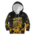 Personalised Western Australia Oztag Swan Kid Hoodie Black Gold Graffiti Aboriginal Dot Pattern