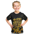 Personalised Western Australia Oztag Swan Kid T Shirt Black Gold Graffiti Aboriginal Dot Pattern