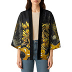 Personalised Western Australia Oztag Swan Kimono Black Gold Graffiti Aboriginal Dot Pattern