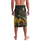 Personalised Western Australia Oztag Swan Lavalava Black Gold Graffiti Aboriginal Dot Pattern