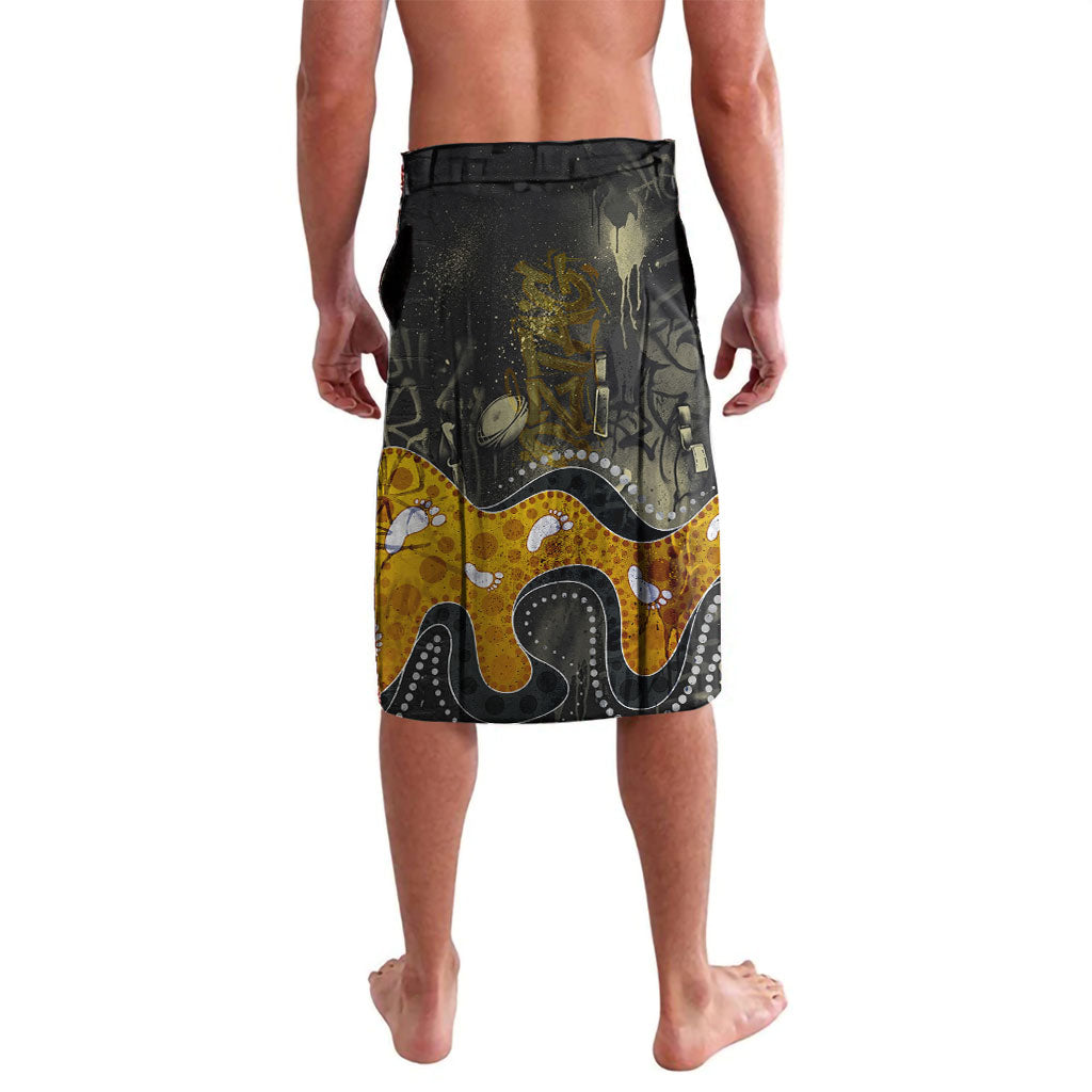 Personalised Western Australia Oztag Swan Lavalava Black Gold Graffiti Aboriginal Dot Pattern
