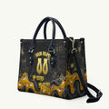 Personalised Western Australia Oztag Swan Leather Bag Black Gold Graffiti Aboriginal Dot Pattern