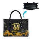 Personalised Western Australia Oztag Swan Leather Bag Black Gold Graffiti Aboriginal Dot Pattern